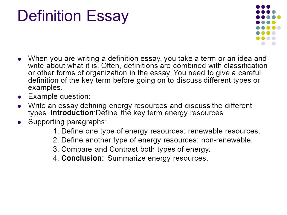 ideas for writing a definition essay